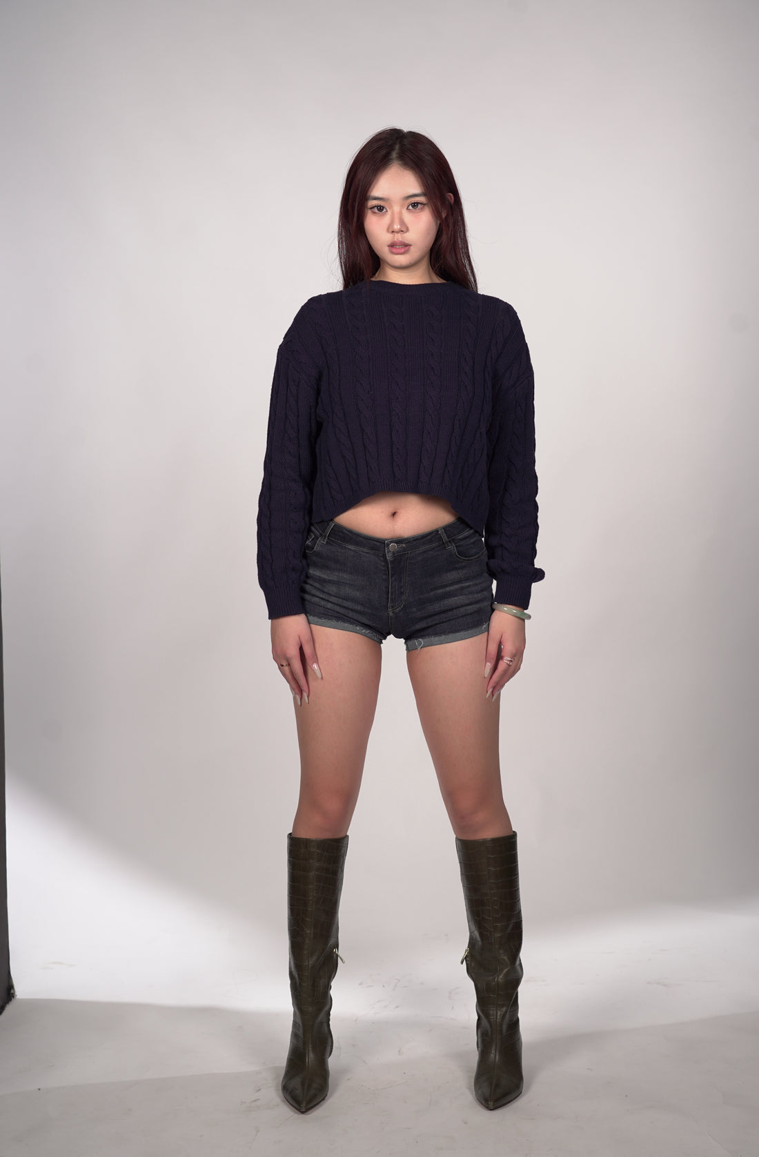 Cable-Knit Cropped Sweater