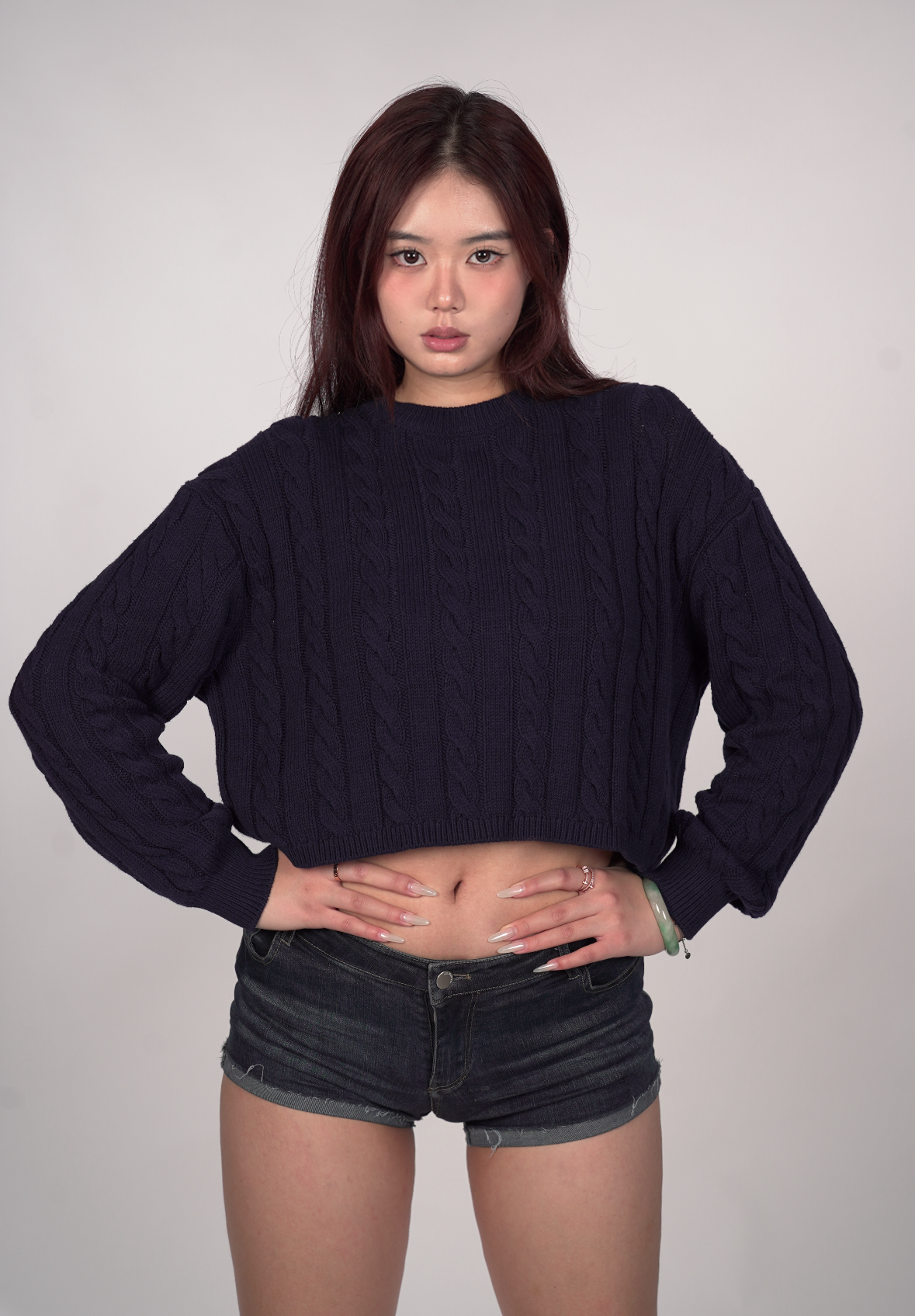 Cable-Knit Cropped Sweater